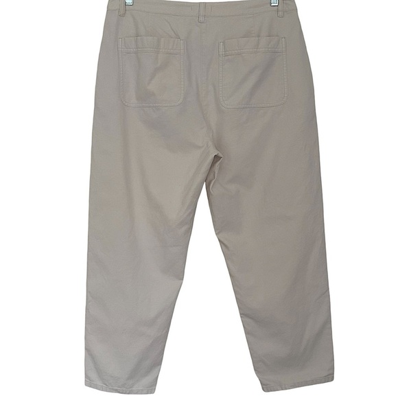 EILEEN FISHER OFF WHITE COTTON CANVAS CROPPED PANT SIZE 12 - Picture 2 of 11